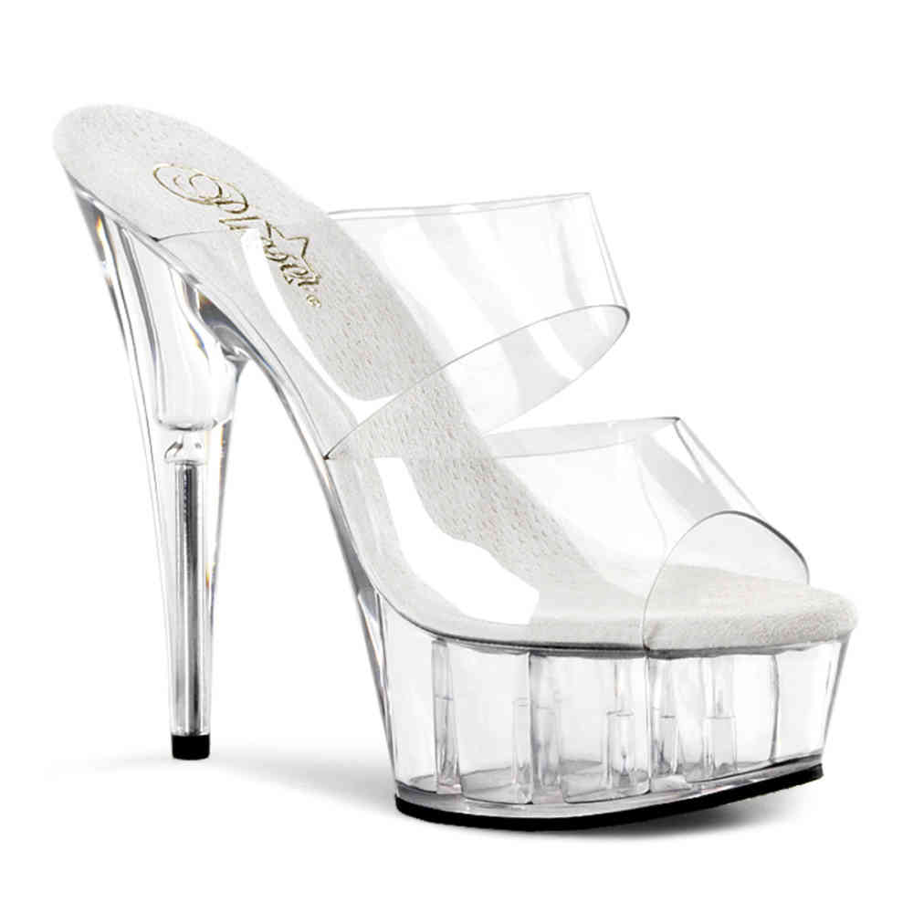 Pleaser - DELIGHT602 Mules à talon - Transparent/Couleur argent